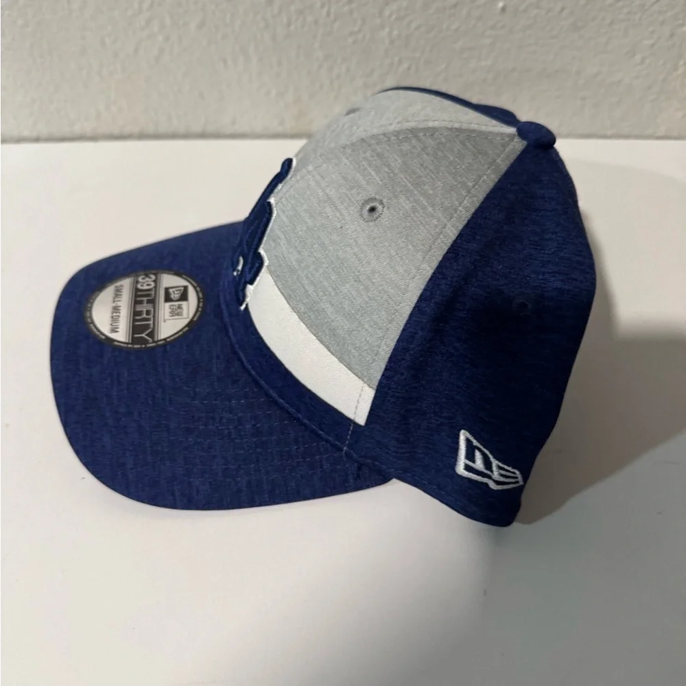 NEW ERA 39thirty Los Angeles Dodgers Hat Cap Blue Tri-Stripes Dual Logo Size S/M